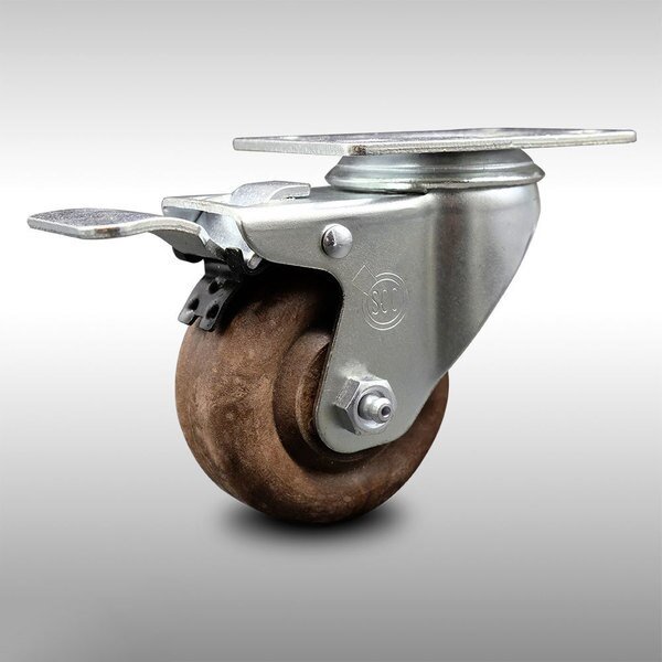3.5 Inch SS High Temp Glass Filled Nylon Top Plate Caster with Total Lock Brake, Service Caster, Mfr#: SCC-SSTTL20S3514-GFNSHT